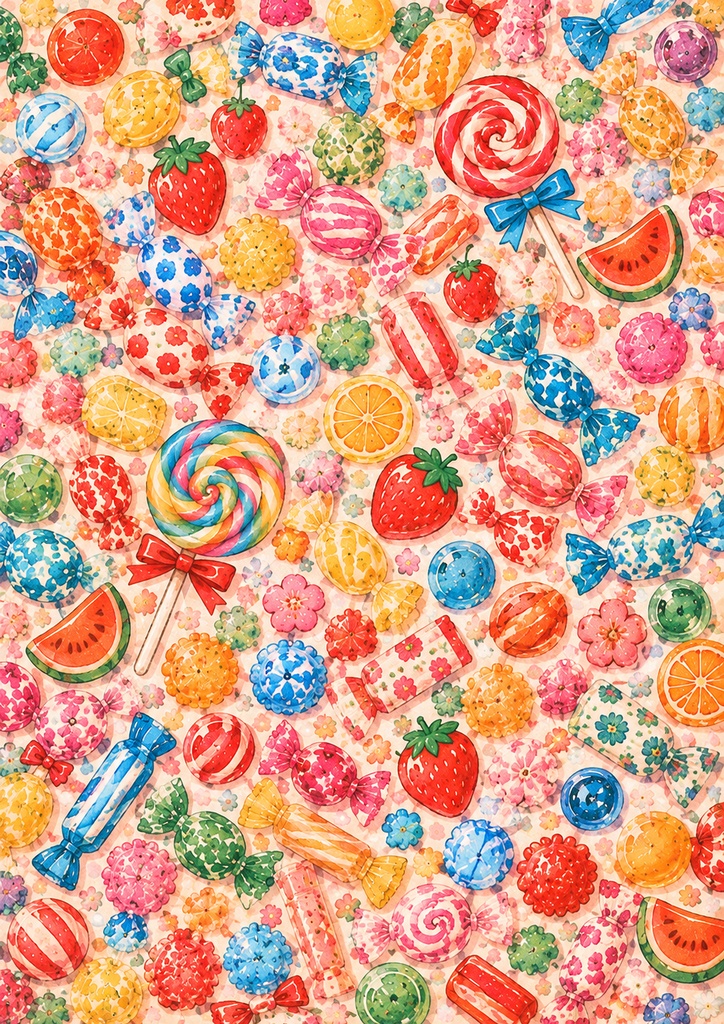 昭和レトロ駄菓子屋|デザインペーパー6柄セット A4・高解像度【ダウンロード販売】