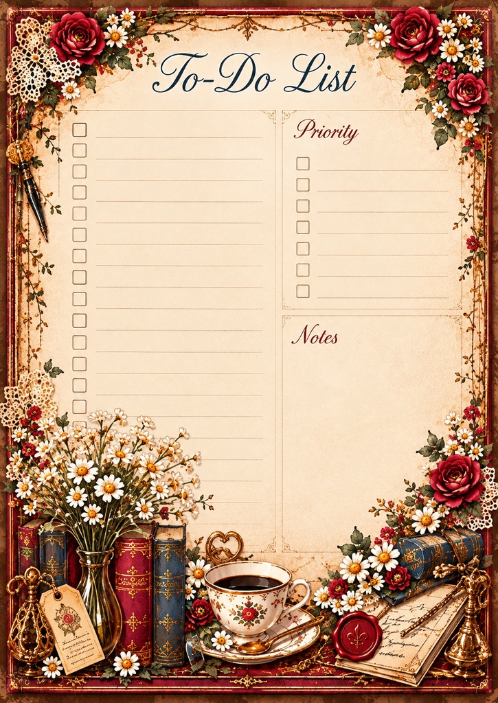 Antique Café|Vintage Digital Planner & Stickers Bundle