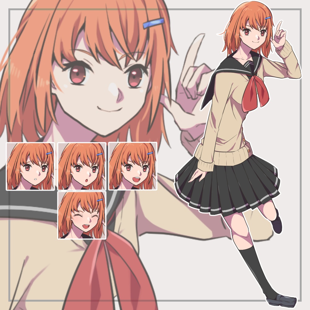 男子/女子学生の立ち絵【表情差分4種】