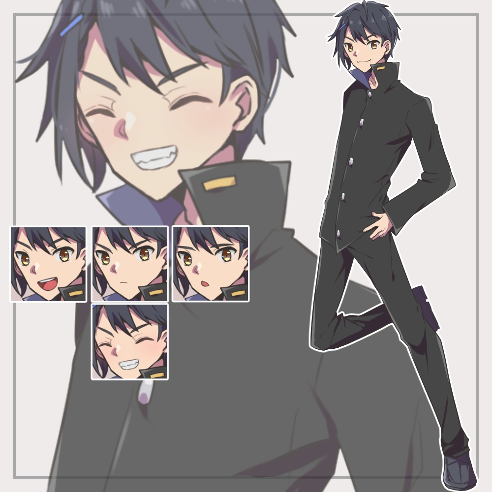 男子/女子学生の立ち絵【表情差分4種】