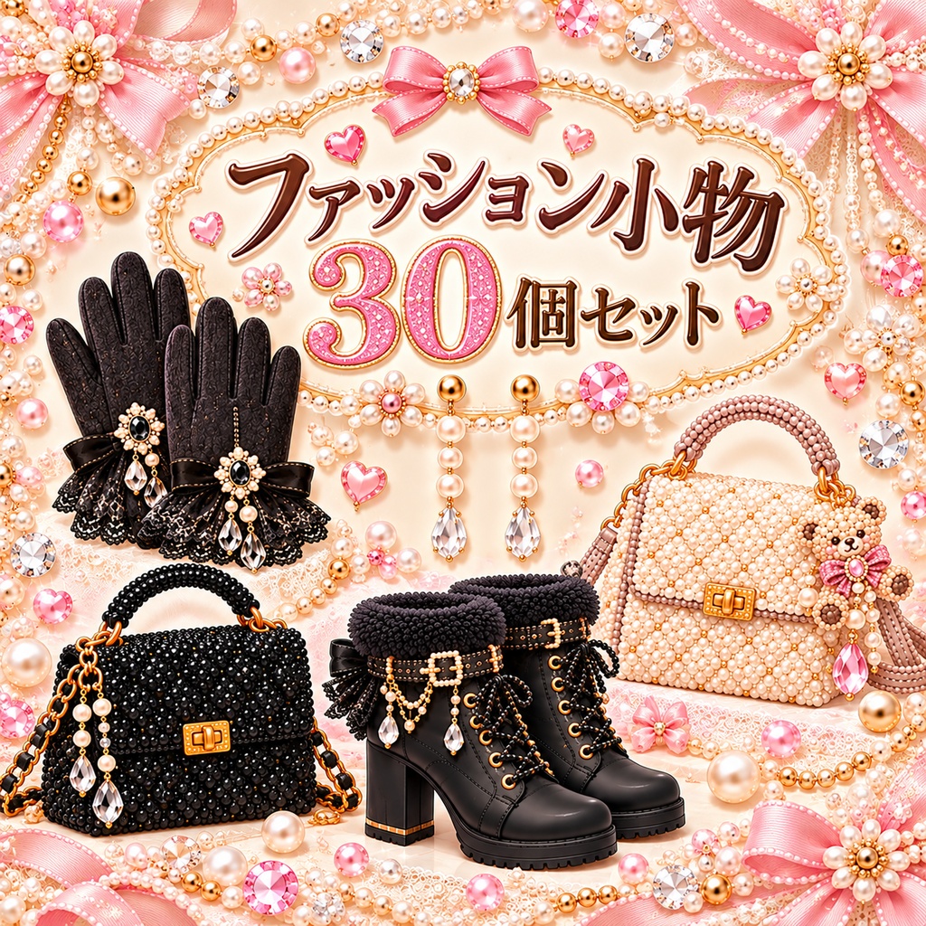 かわいい秋冬ファッション小物素材30個|無料版5個あり