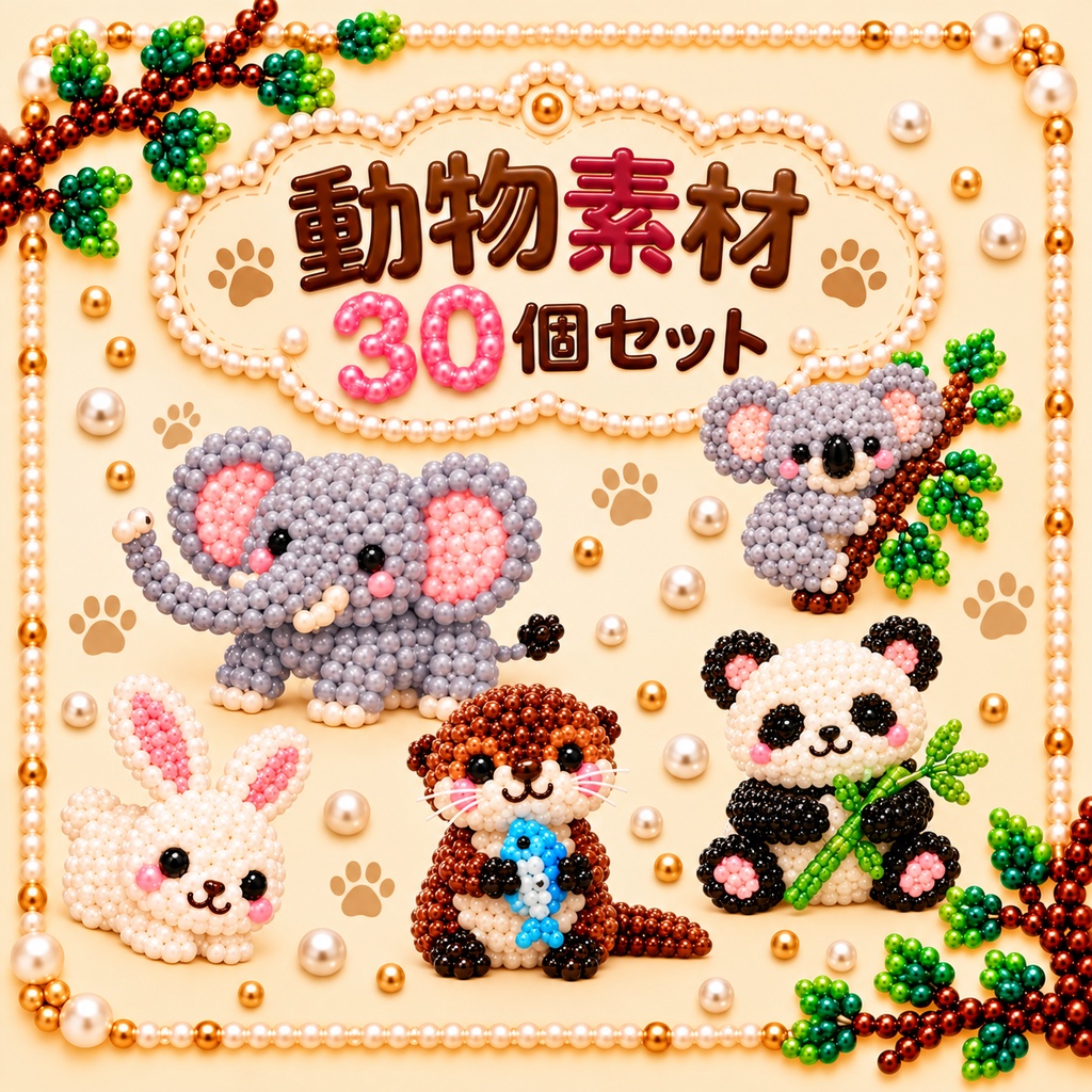 かわいい動物素材30個セット│無料版5個あり　　動物園　動物　Canva SNS素材　デザイン　イラスト
