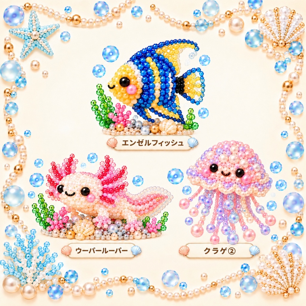 かわいい水の生き物素材30個セット【無料版5個あり】 水族館 海の生き物 川の生き物 魚 デジタル素材 自由研究 SNS素材 デザイン イラスト Canva