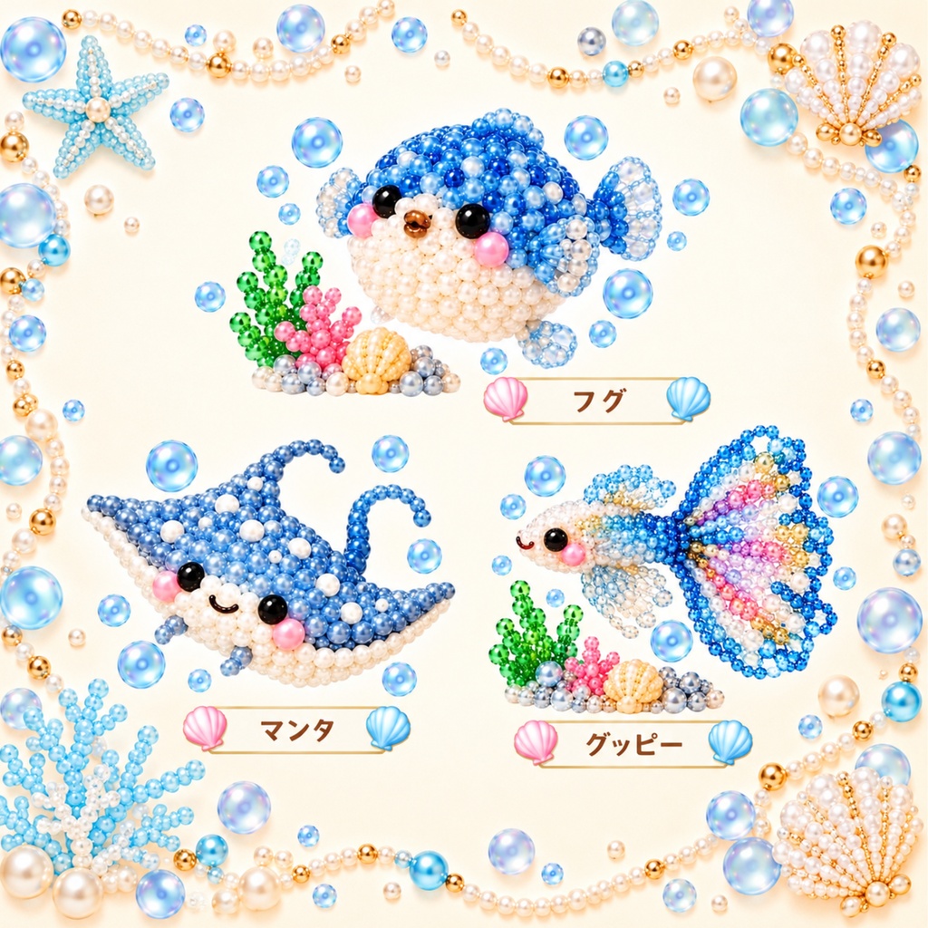 かわいい水の生き物素材30個セット【無料版5個あり】 水族館 海の生き物 川の生き物 魚 デジタル素材 自由研究 SNS素材 デザイン イラスト Canva