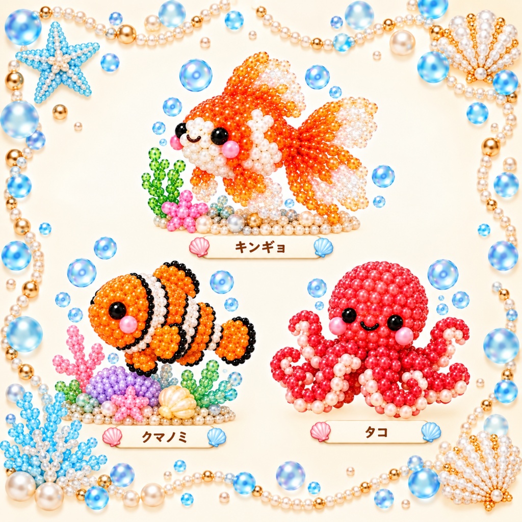 かわいい水の生き物素材30個セット【無料版5個あり】 水族館 海の生き物 川の生き物 魚 デジタル素材 自由研究 SNS素材 デザイン イラスト Canva