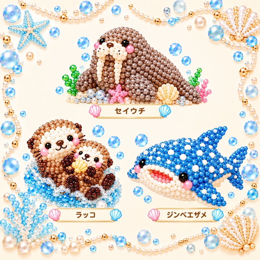 かわいい水の生き物素材30個セット【無料版5個あり】 水族館 海の生き物 川の生き物 魚 デジタル素材 自由研究 SNS素材 デザイン イラスト Canva