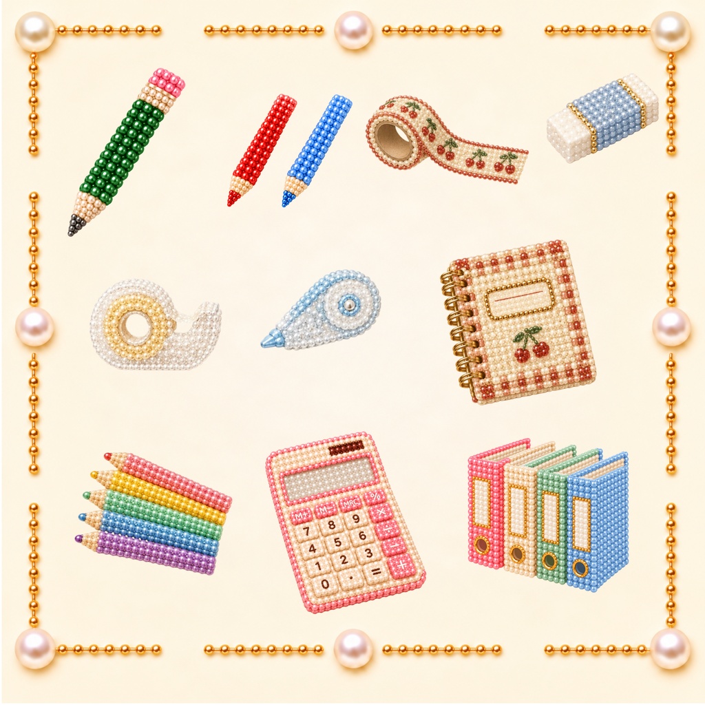 かわいい文房具素材20個セット【無料版3個あり】文房具 Canva素材 デジタル素材 SNS素材 デコ素材