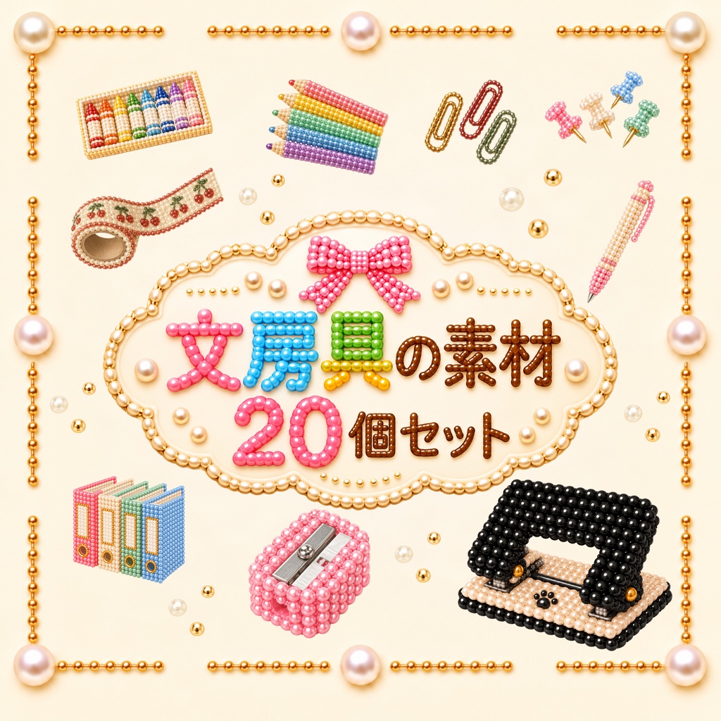 かわいい文房具素材20個セット【無料版3個あり】文房具 Canva素材 デジタル素材 SNS素材 デコ素材