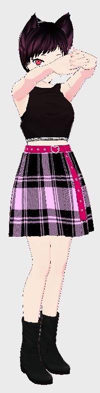 {FREE} Pink Plaid Skirt with Heart Belt