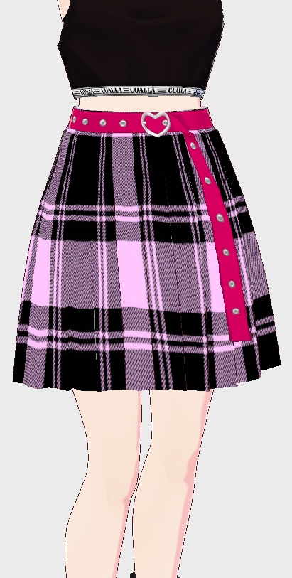 {FREE} Pink Plaid Skirt with Heart Belt