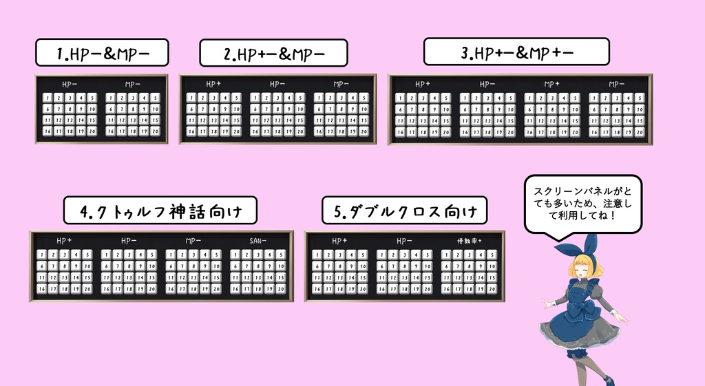【無料/投げ銭】HP/MP/SAN/侵蝕率/ワンタッチで操作可能!!お部屋素材(ココフォリア)