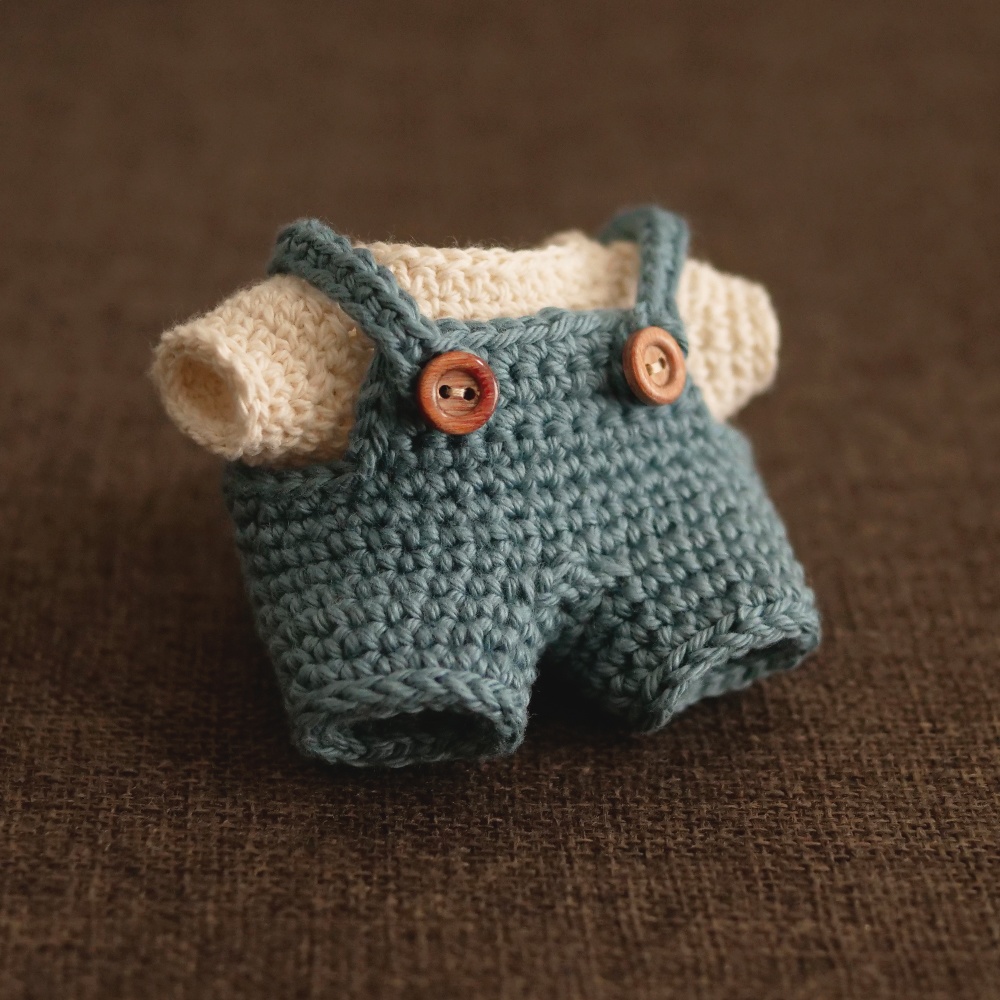 【ぬい服】かぎ針編みサロペット〈 Blue 〉