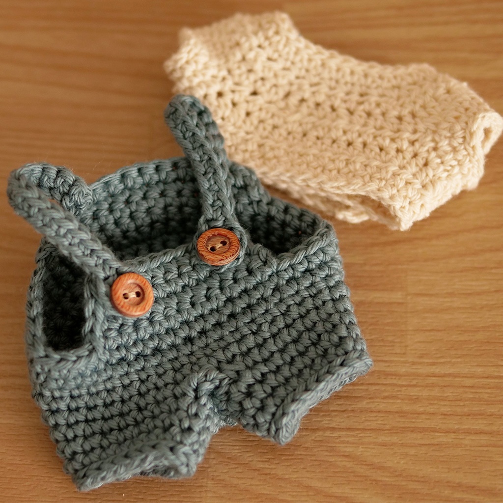 【ぬい服】かぎ針編みサロペット〈 Blue 〉