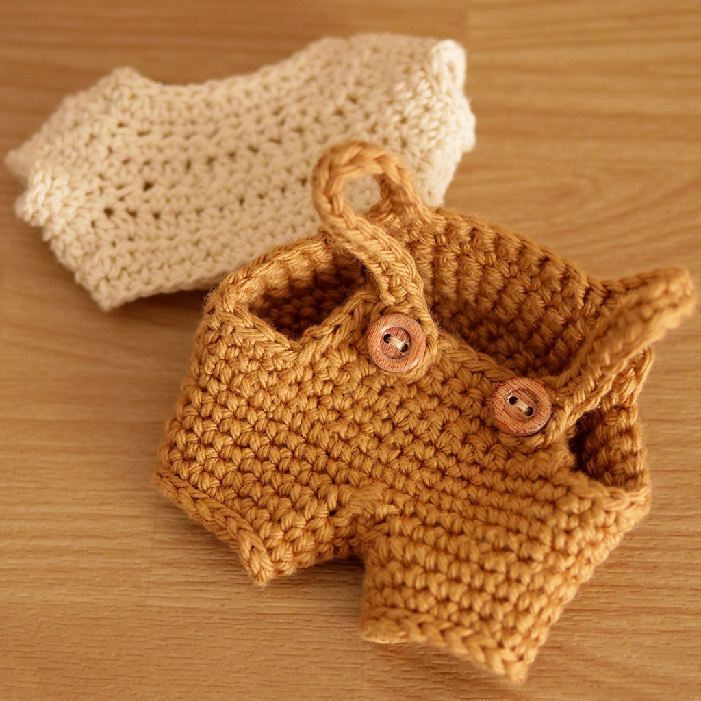 【ぬい服】かぎ針編みサロペット〈 Biscuit 〉