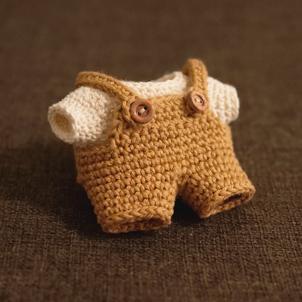 【ぬい服】かぎ針編みサロペット〈 Biscuit 〉