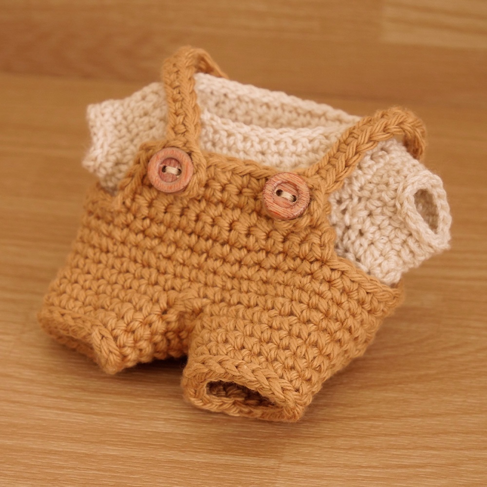 【ぬい服】かぎ針編みサロペット〈 Biscuit 〉