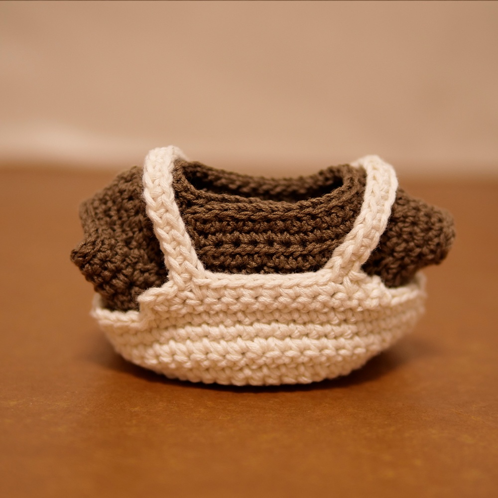 【ぬい服】かぎ針編みサロペット〈 Ivory × Brown 〉