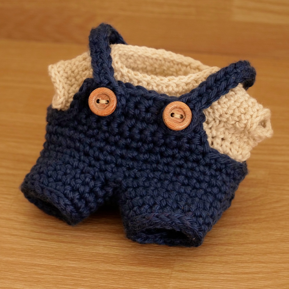 【ぬい服】かぎ針編みサロペット〈 NavyBlue 〉