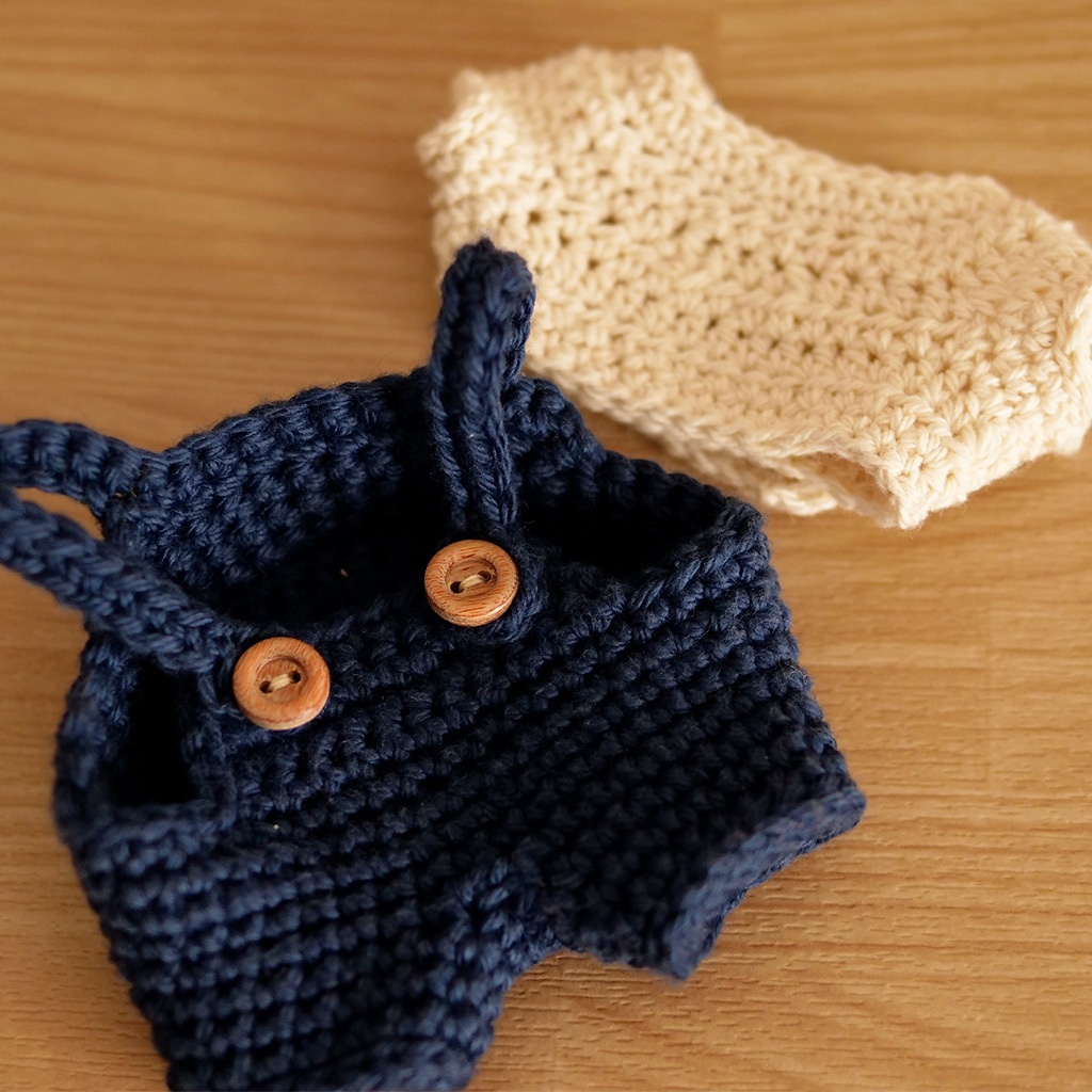 【ぬい服】かぎ針編みサロペット〈 NavyBlue 〉