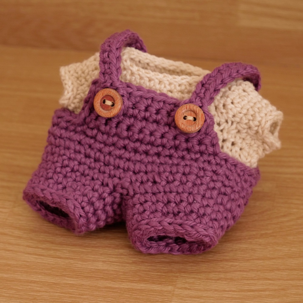 【ぬい服】かぎ針編みサロペット〈 Purple 〉