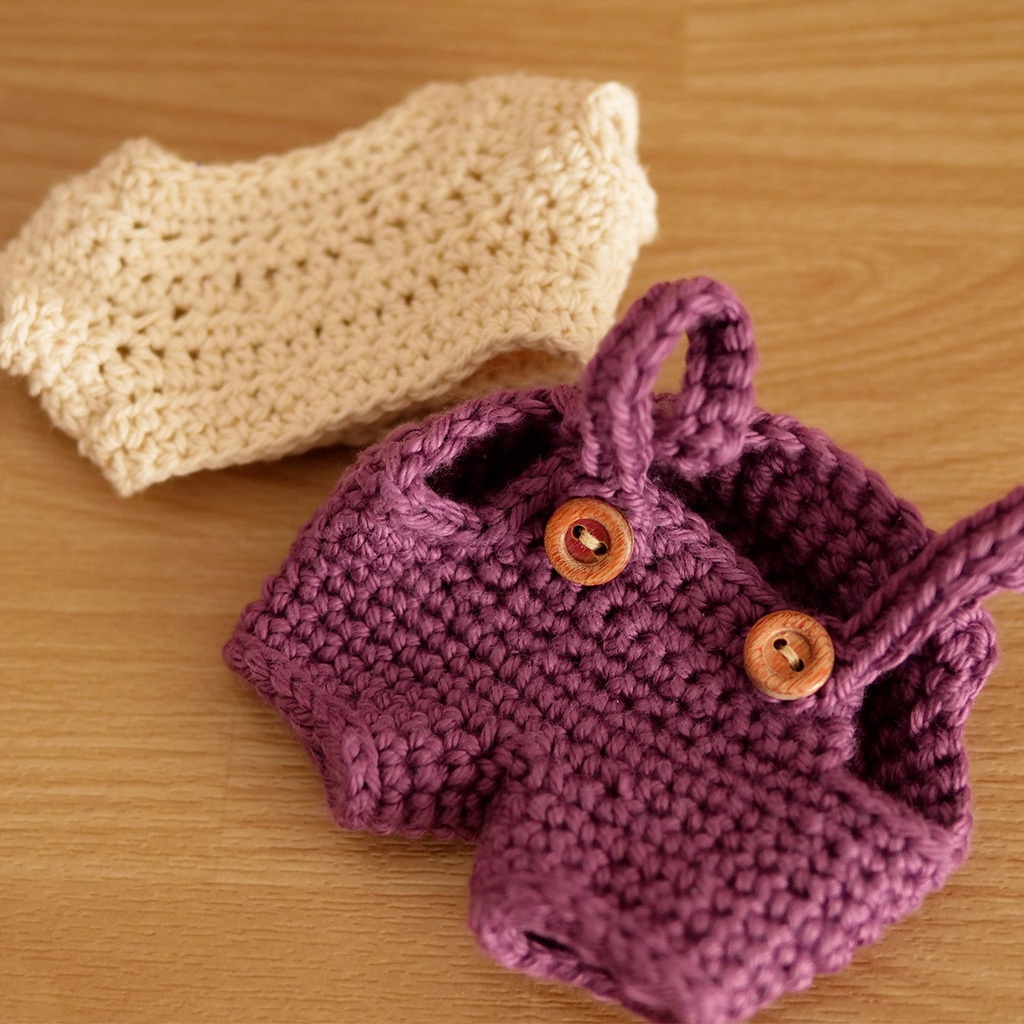 【ぬい服】かぎ針編みサロペット〈 Purple 〉