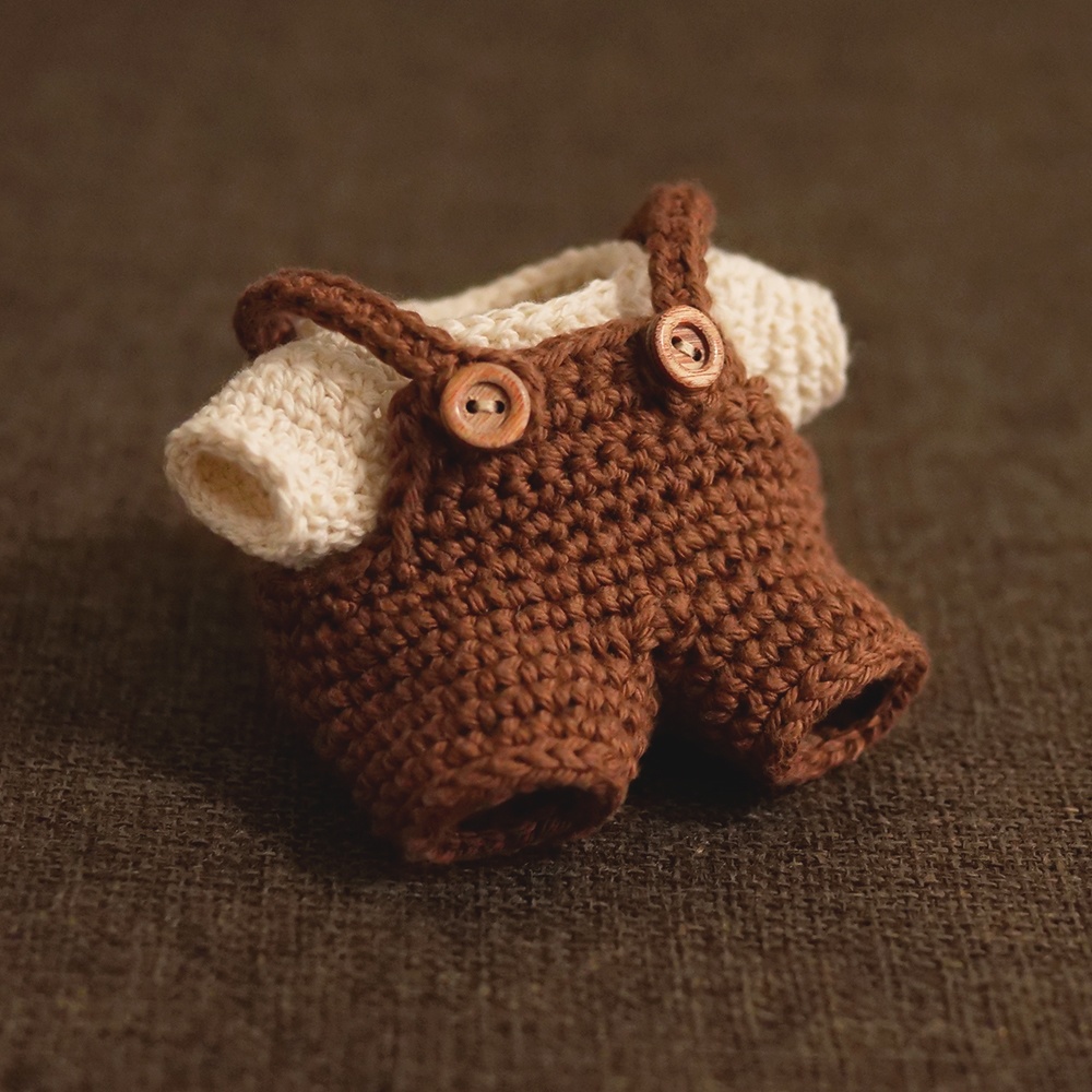 【ぬい服】かぎ針編みサロペット〈 Brown 〉【受注生産】