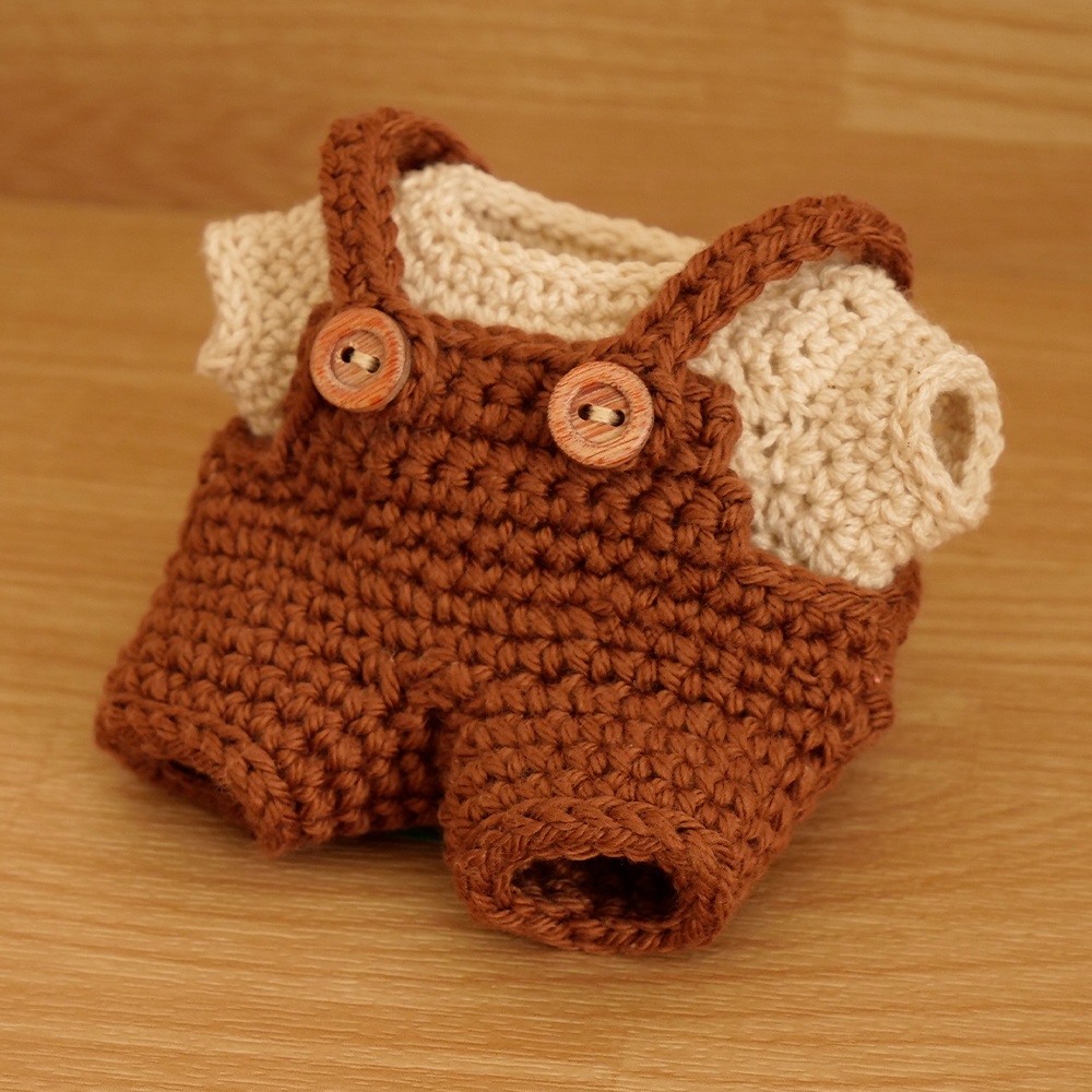 【ぬい服】かぎ針編みサロペット〈 Brown 〉