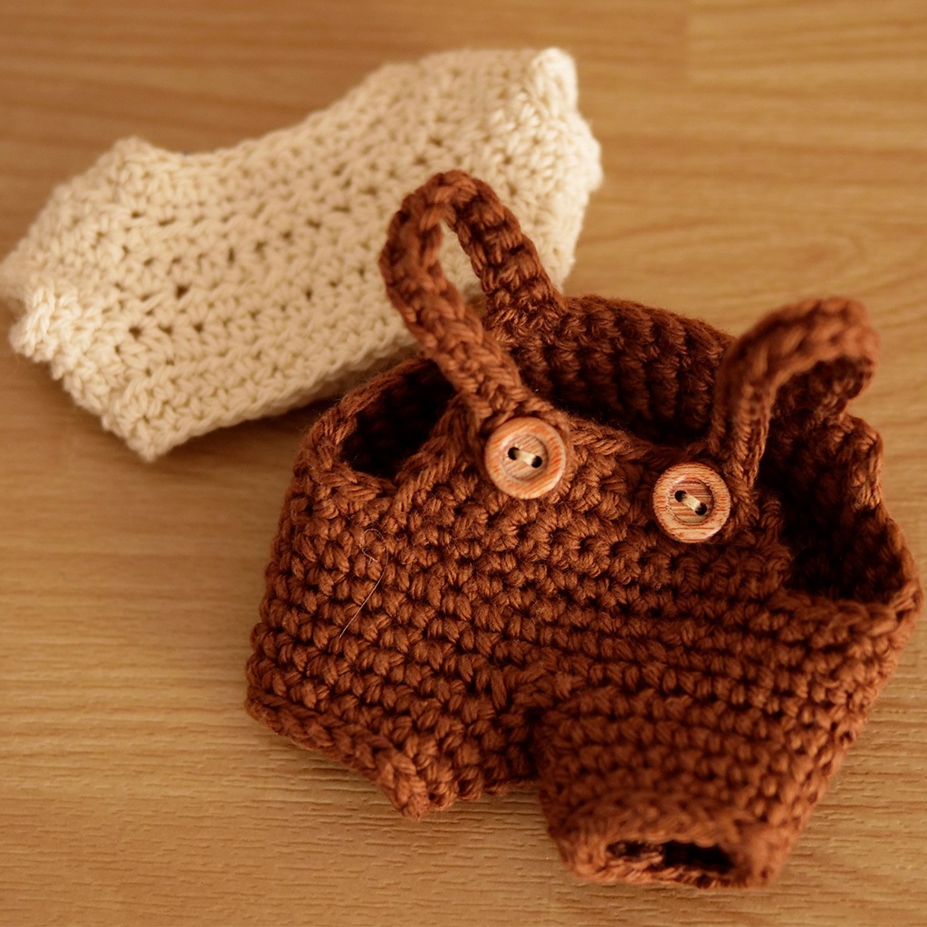 【ぬい服】かぎ針編みサロペット〈 Brown 〉【受注生産】