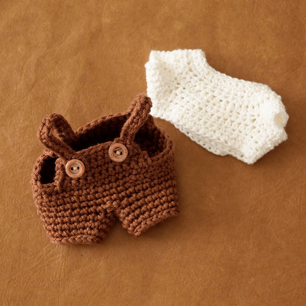 【ぬい服】かぎ針編みサロペット〈 Brown 〉【受注生産】
