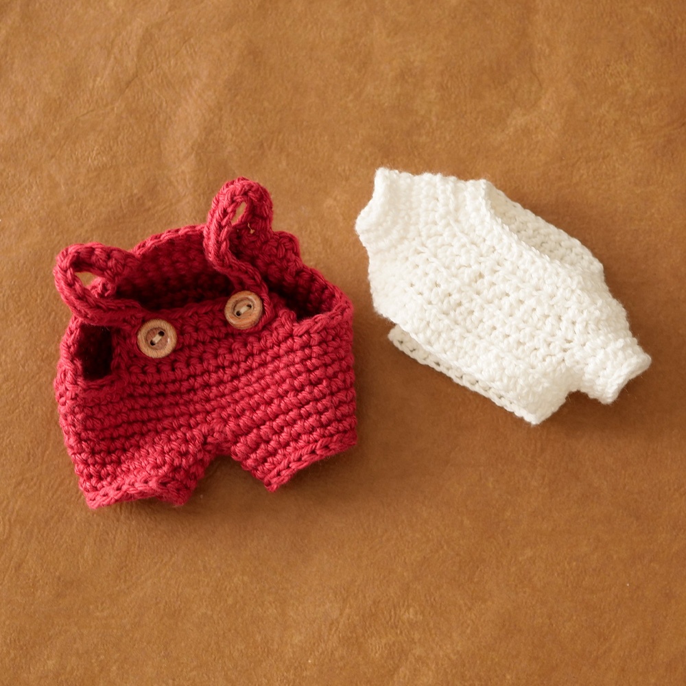 【ぬい服】かぎ針編みサロペット〈 Red 〉【受注生産】