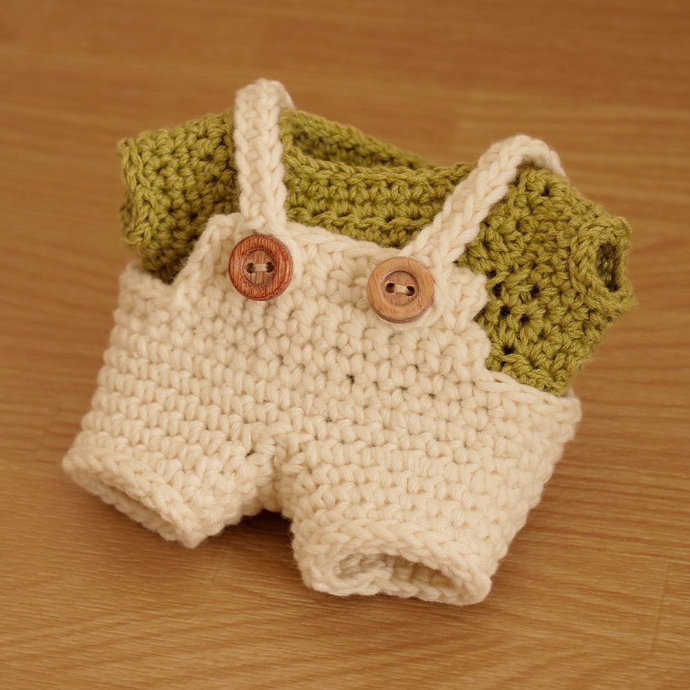 【ぬい服】毛糸サロペット〈 Ivory × Light Green 〉※数量限定