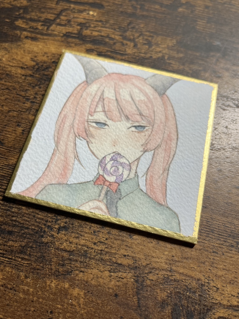 ミニ色紙原画「キャンディーと悪魔」