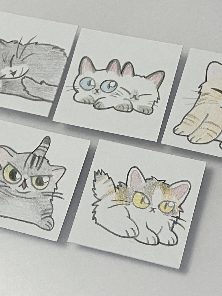 【直筆原画】ねこ5枚セット