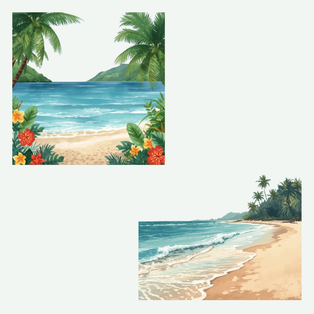 青基調の水彩アンティーク旅行クリップアート20点セット|可愛いトラベル素材|PNGダウンロード