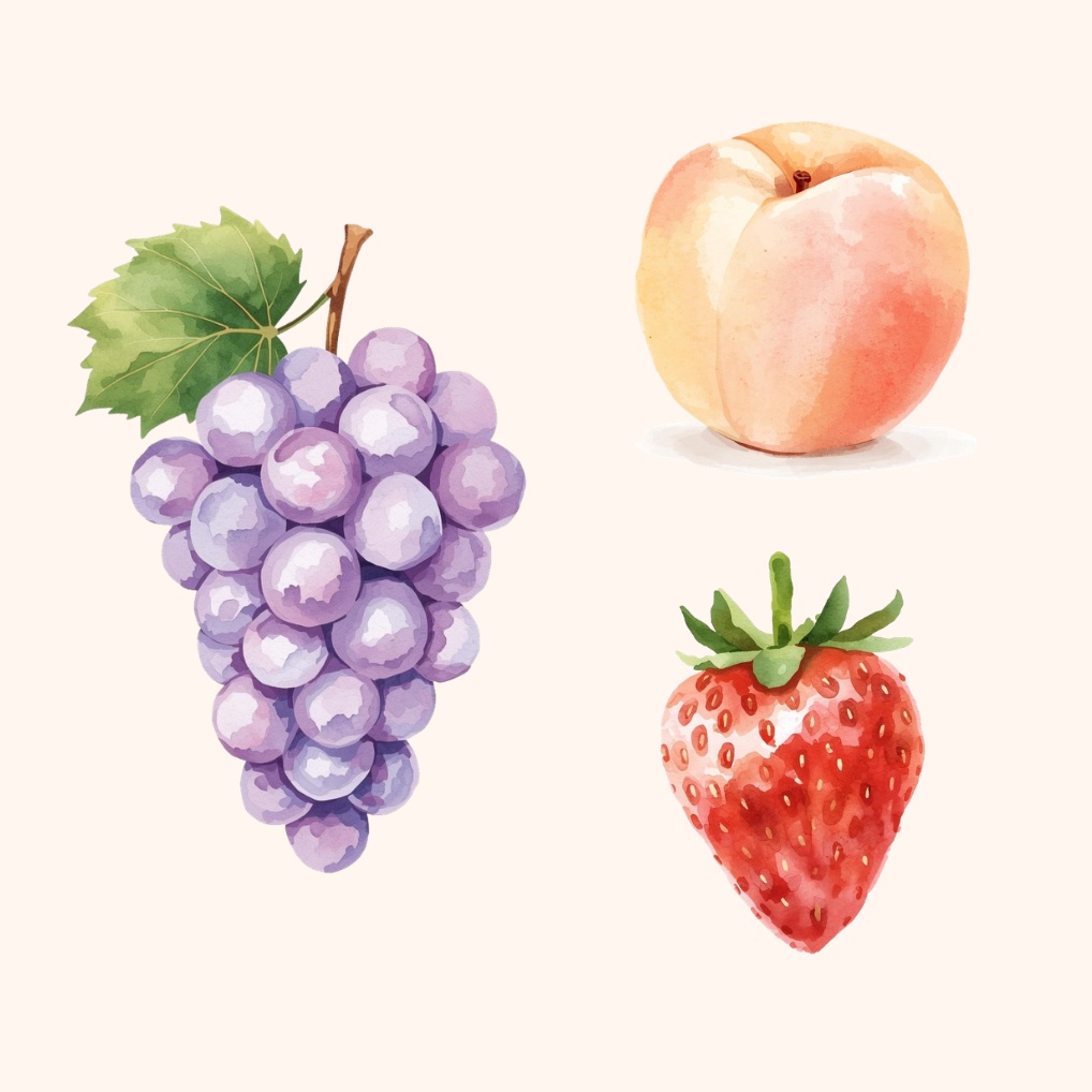 やわらか水彩フルーツ素材20点セット|可愛い果物クリップアート
