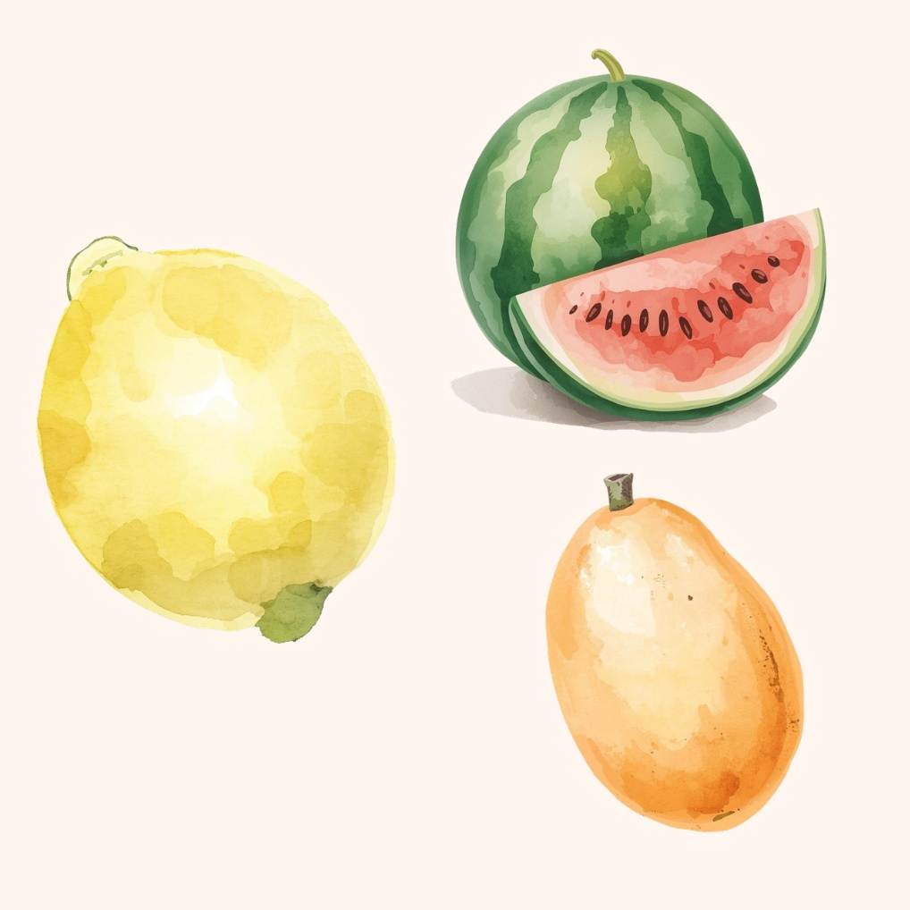 やわらか水彩フルーツ素材20点セット|可愛い果物クリップアート
