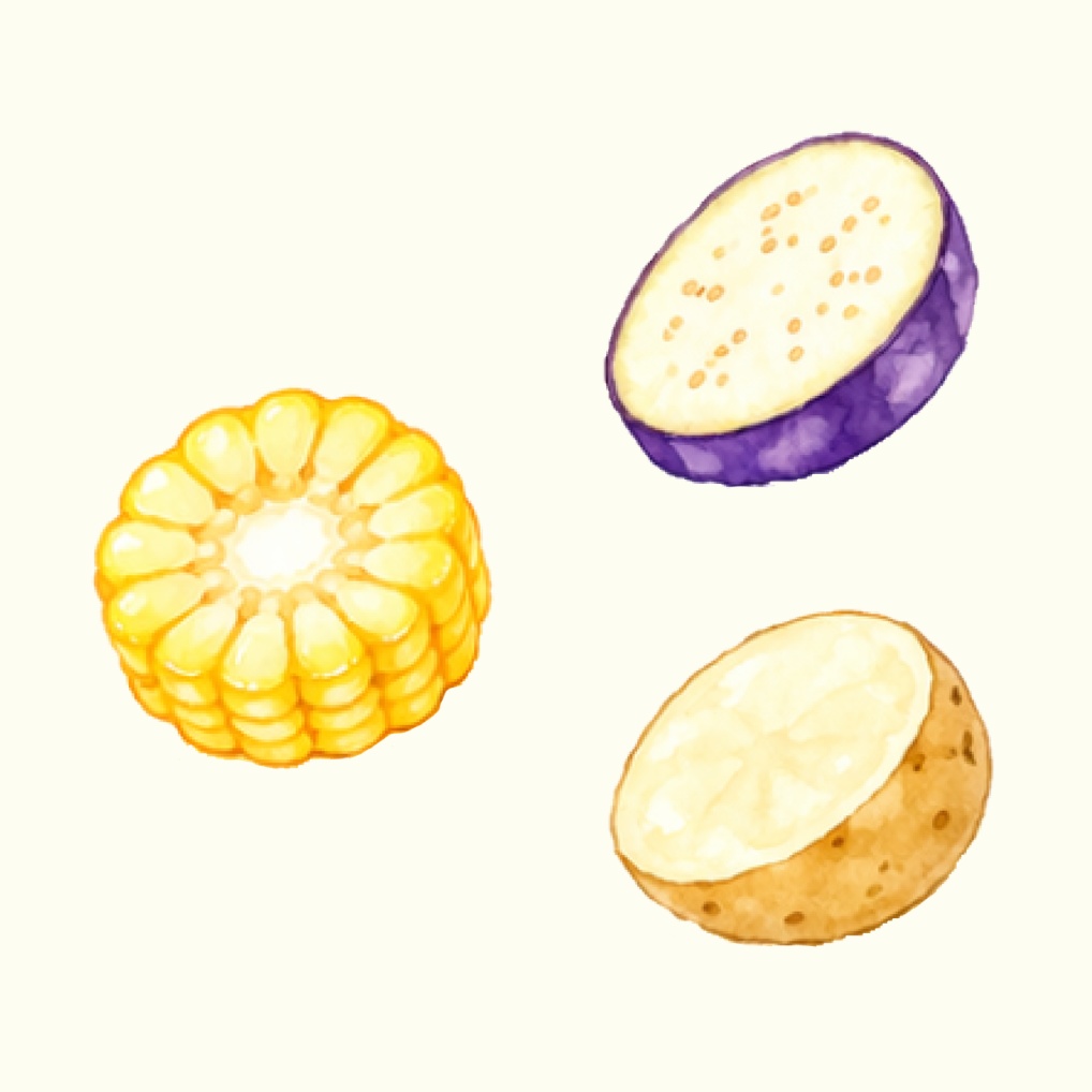 水彩画風カット野菜イラスト22点パック|可愛い野菜クリップアート|SNS・印刷素材に