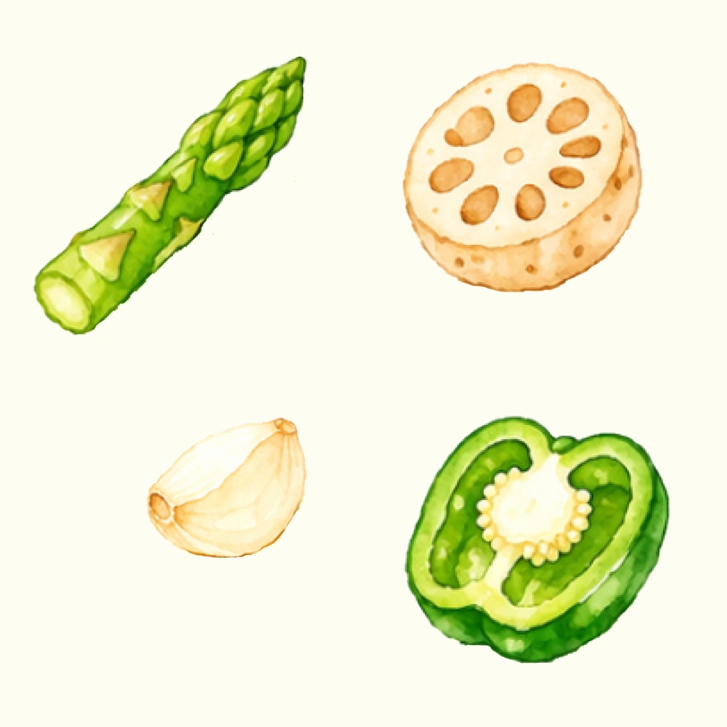 水彩画風カット野菜イラスト22点パック|可愛い野菜クリップアート|SNS・印刷素材に