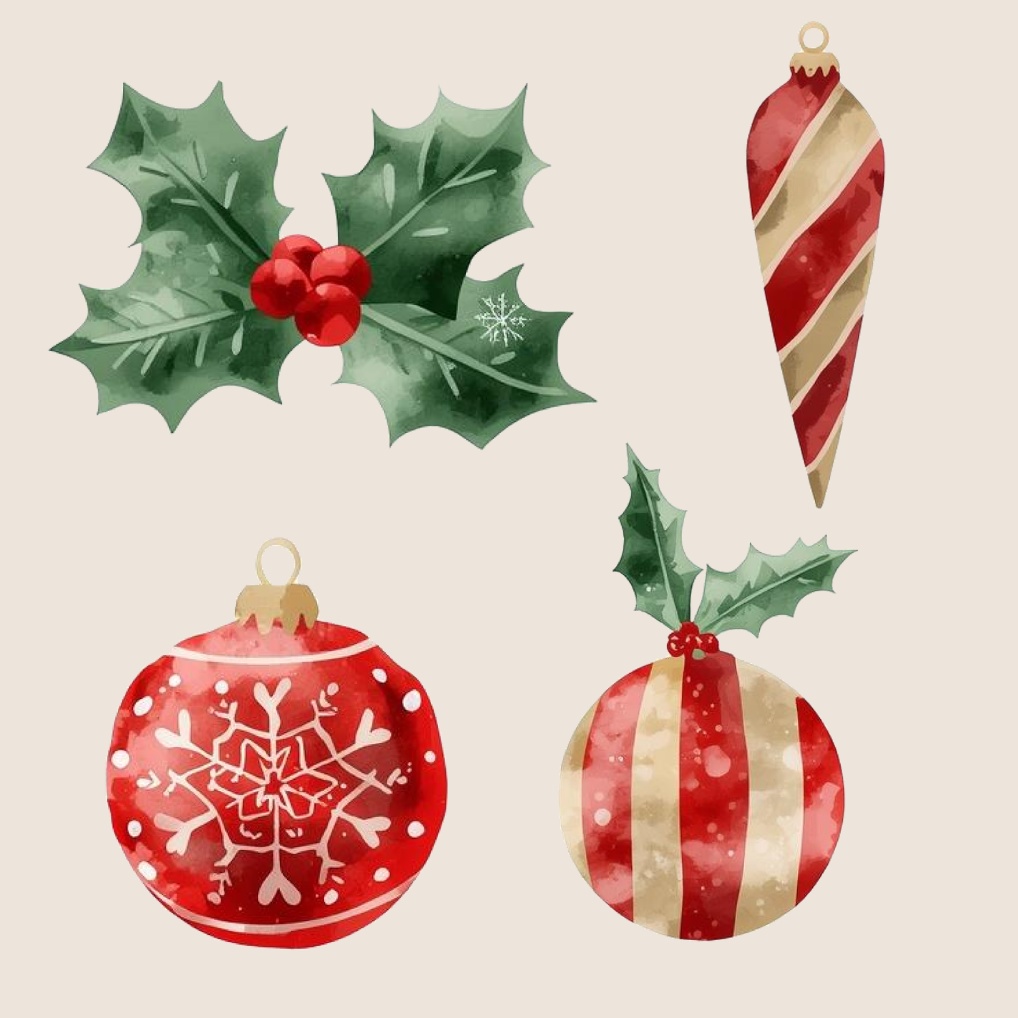 ほっこり可愛い水彩クリスマスデザイン素材30点セット|SNSに|商用利用OK
