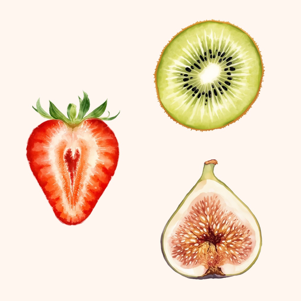 ふんわり水彩タッチのカット果物素材集18種|ナチュラル可愛いフルーツ