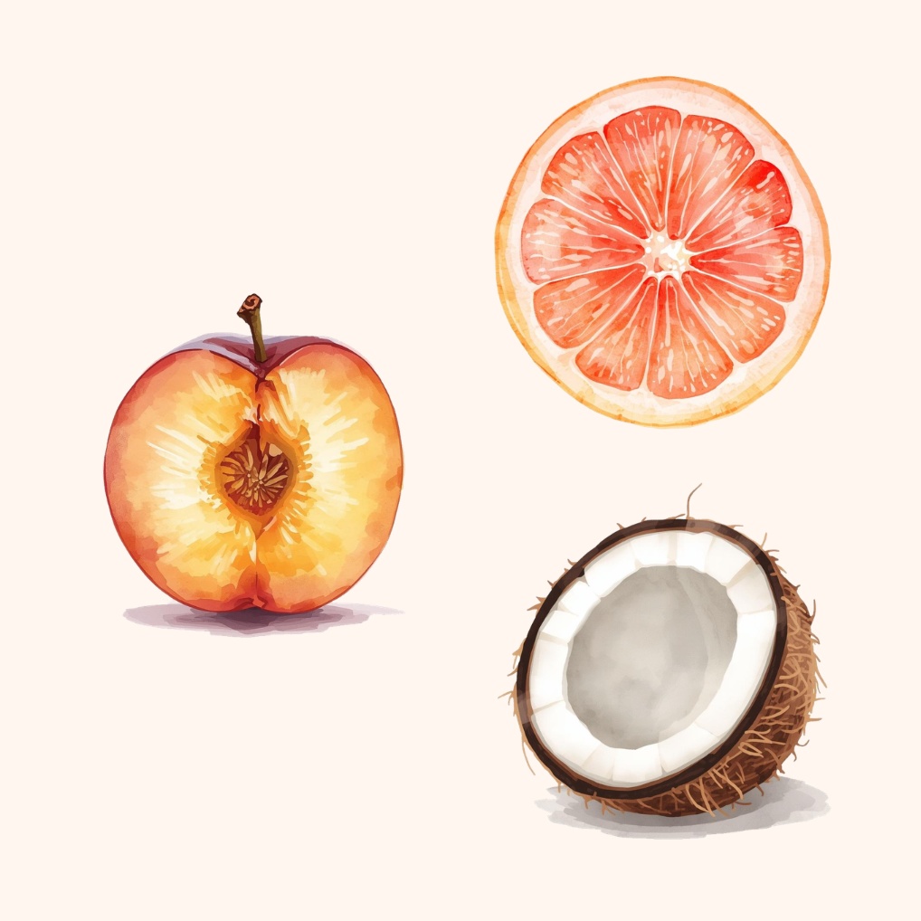ふんわり水彩タッチのカット果物素材集18種|ナチュラル可愛いフルーツ