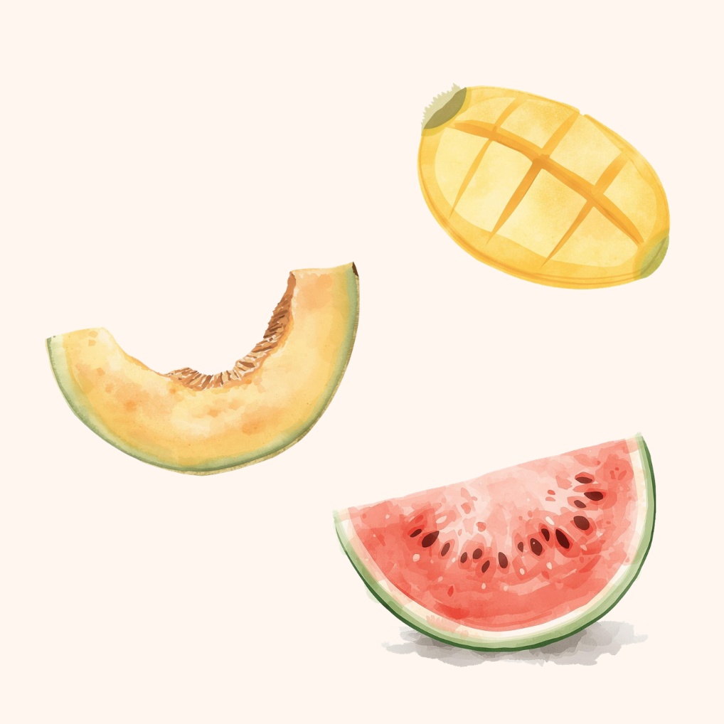 ふんわり水彩タッチのカット果物素材集18種|ナチュラル可愛いフルーツ