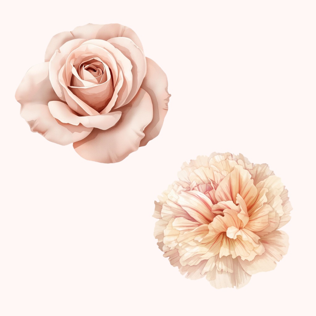 水彩タッチのフラワー素材集16種|アンティーク調のおしゃれな花々