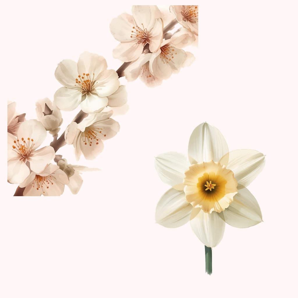 水彩タッチのフラワー素材集16種|アンティーク調のおしゃれな花々