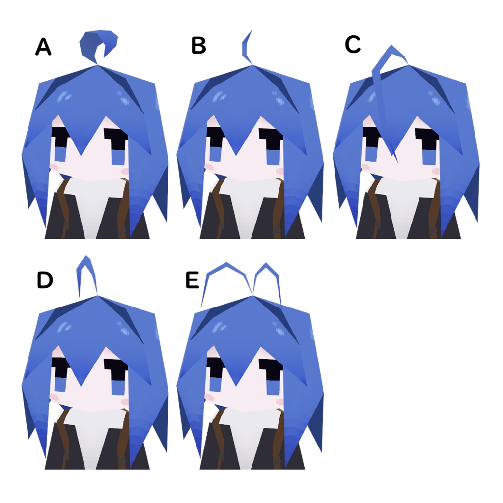 【無料】アホ毛5種 (LolowyP1用)