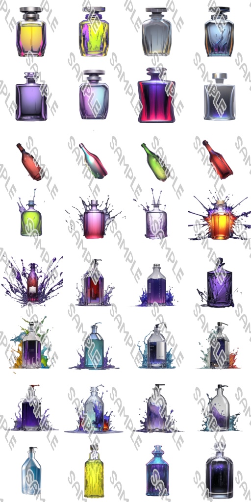 【ボトル、薬品系】アイコン素材集 (64種)