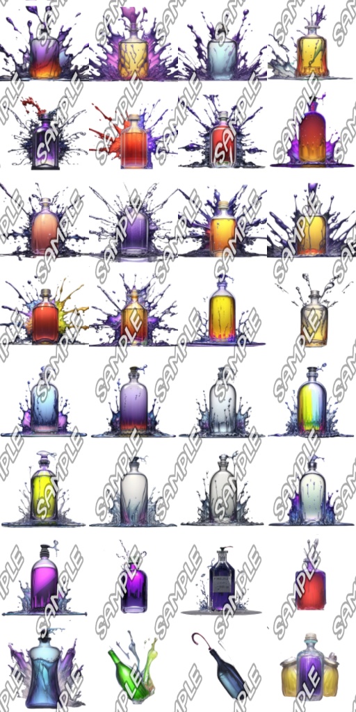 【ボトル、薬品系 No.2】アイコン素材集 (64種)
