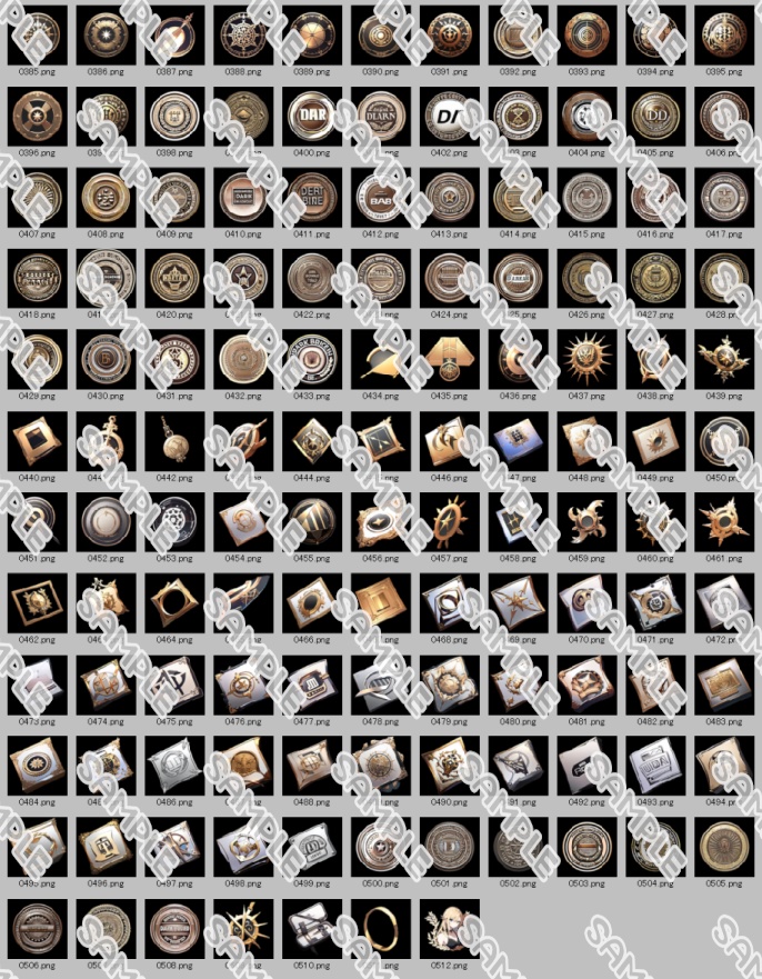 【バッジ、メダル系 No.1】アイコン素材集 (512種)