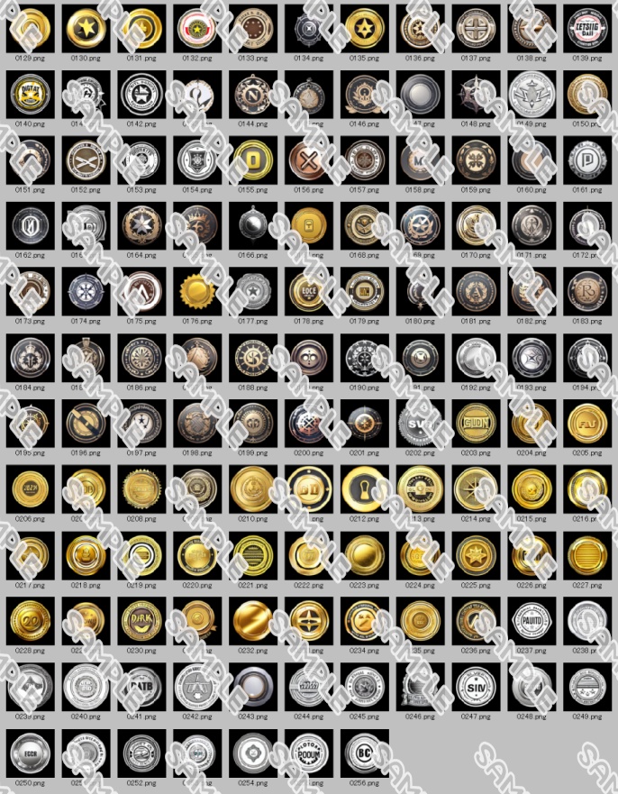 【バッジ、メダル系 No.1】アイコン素材集 (512種)