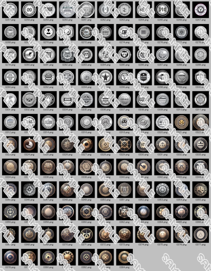 【バッジ、メダル系 No.1】アイコン素材集 (512種)